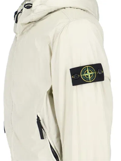 Stone Island Technical Hooded Jacket In Plaster