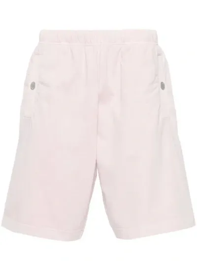 Stone Island Mid-rise Cotton Track Shorts In Pink