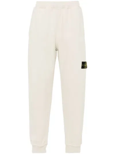 Stone Island Compass-badge Cotton Track Pants In Neutrals