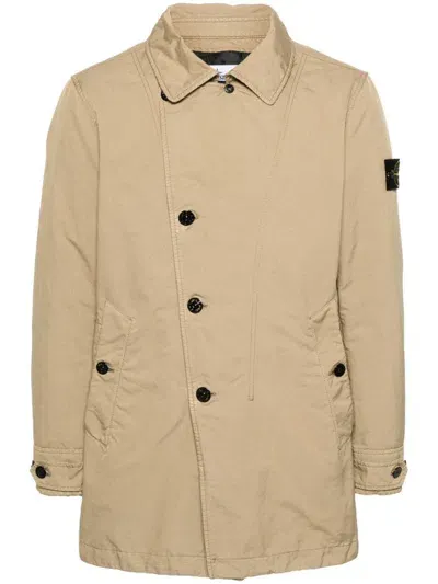 Stone Island Water-resistant Trench Coat In Beige