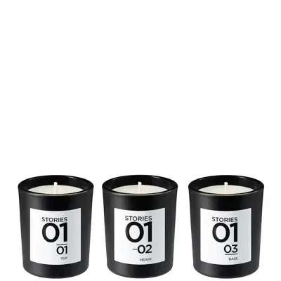 Stories Parfums Stories No.01 Candle Trio 3 X 70g In Black