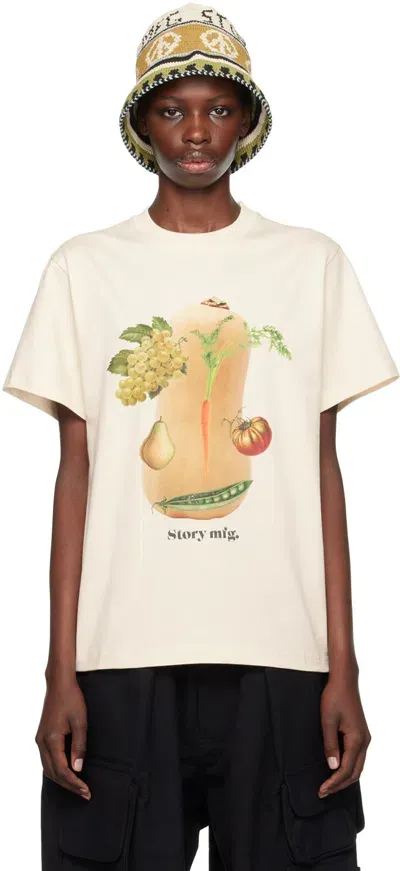 Story Mfg. Beige Grateful T-shirt In Ecru Jeff