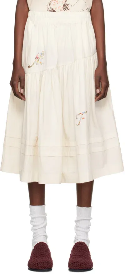 Story Mfg. Off-white Juniper Midi Skirt In Ecru Meadow