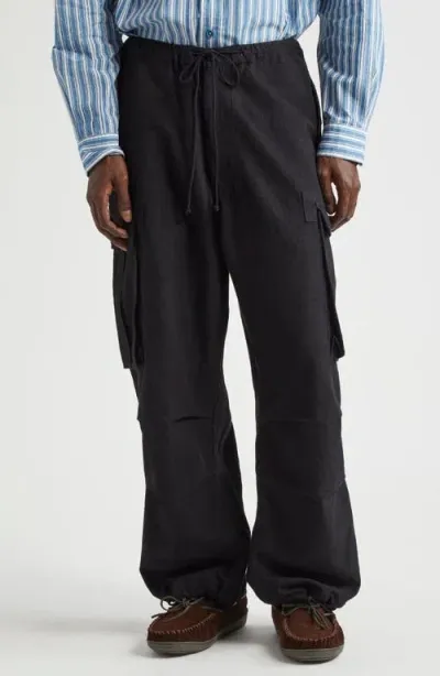 Story Mfg. Peace Organic Cotton Slub Cargo Pants In Black