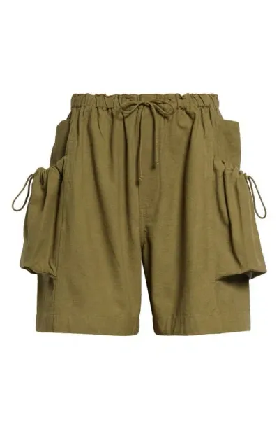 Story Mfg. Salt Organic Cotton Shorts In Olive Slub