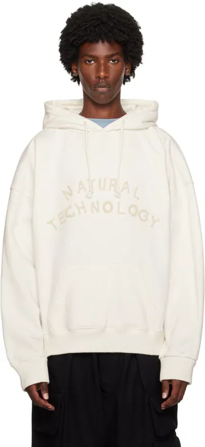 Story Mfg. White Geo Hoodie In Ecru