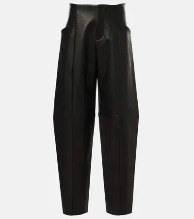 Stouls Bunny Leather Wide-leg Pants In Black