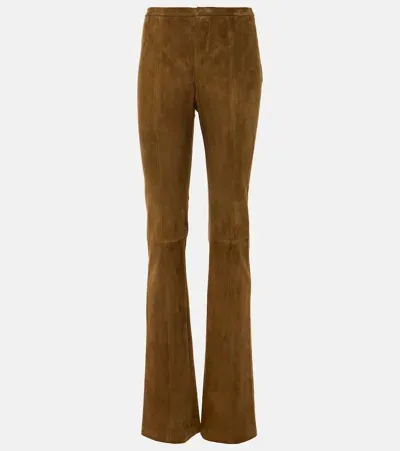 Stouls Kam 24 Suede Flared Pants In Brown