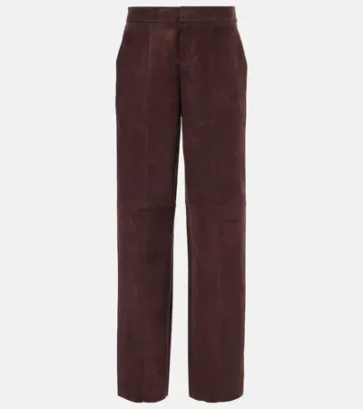 Stouls Massimo Suede Wide-leg Pants In Brown