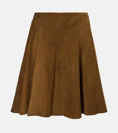 Stouls Rosalba Pleated Suede Midi Skirt In Brown