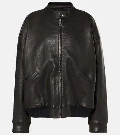 Stouls Will Leather Bomber Jacket In Black