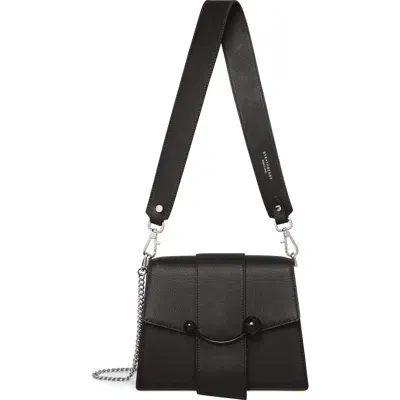 Strathberry Box Crescent Calfskin Leather Shoulder Bag In Black