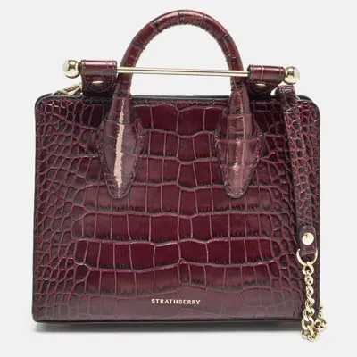 Pre-owned Strathberry Burgundy Leather Nano Midi Tote