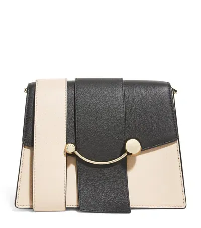 Strathberry Calfskin Box Crescent Shoulder Bag In Black