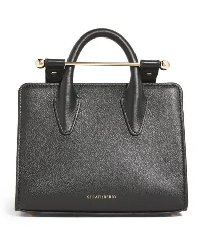 Strathberry Leather Nano Tote Bag In Black