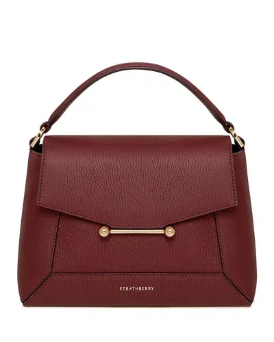 Strathberry Mosaic Leather Top Handle Bag In Oxblood