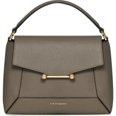 Strathberry Mosaic Leather Top Handle Bag In Taupe