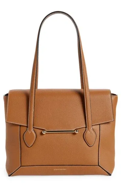 Strathberry Mosaic Leather Tote In Tan/vanilla