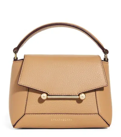 Strathberry Nano Leather Mosaic Top-handle Bag In Brown