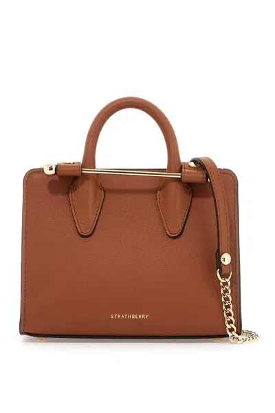 Strathberry Nano Tote Leather Bag In Brown