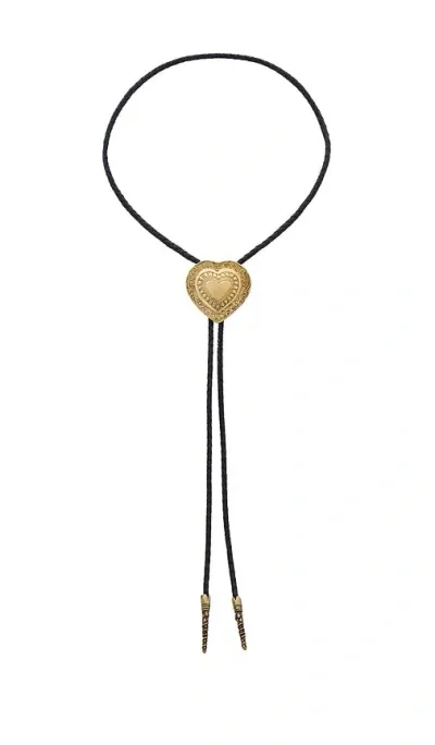 Streets Ahead Heart Pendant Leather Bolo In Metallic Gold