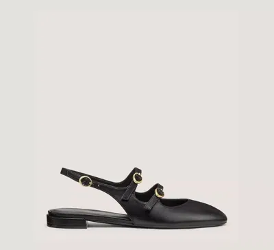 Stuart Weitzman Benni Leather Mary Jane Ballerina Flats In Black