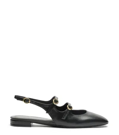 Stuart Weitzman , Benni Mj Slingback, Flats And Loafers, Black, Smooth Calf