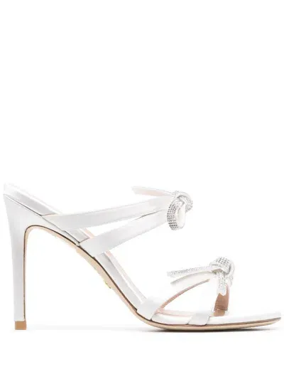 Stuart Weitzman Bow-detail Slip-on 100mm Sandals In White