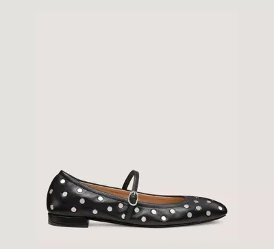 Stuart Weitzman Claris Studded Leather Mary Jane Flats In Black