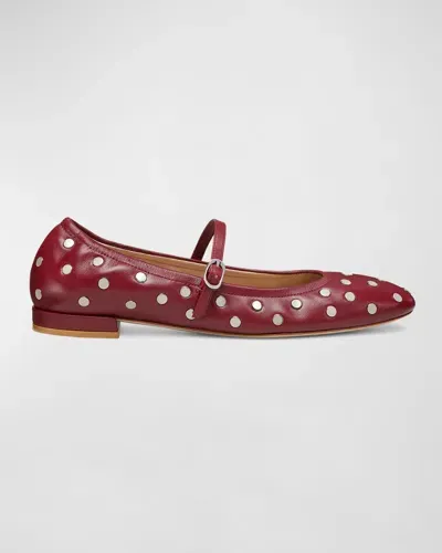 Stuart Weitzman Claris Studded Leather Mary Jane Flats In Rioja