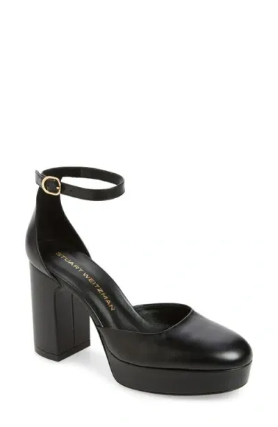 Stuart Weitzman Dayna Platform Pump In Black Leather