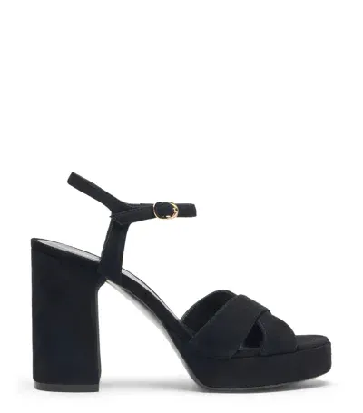 Stuart Weitzman Dayna Suede Crisscross Platform Sandals In Black