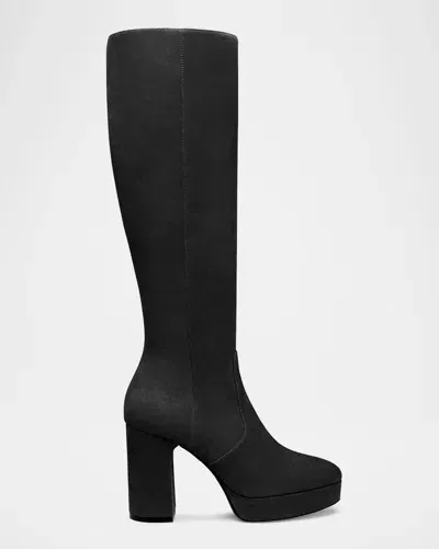 Stuart Weitzman Dayna Suede Platform Boots In Black