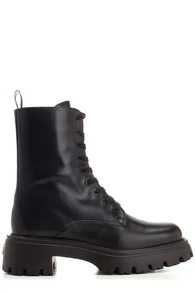 Stuart Weitzman Emerson Leather Combat Boot In Black