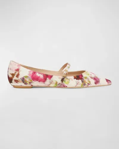 Stuart Weitzman Emilia Abstract Mary Jane Ballerina Flats In Pink Multi