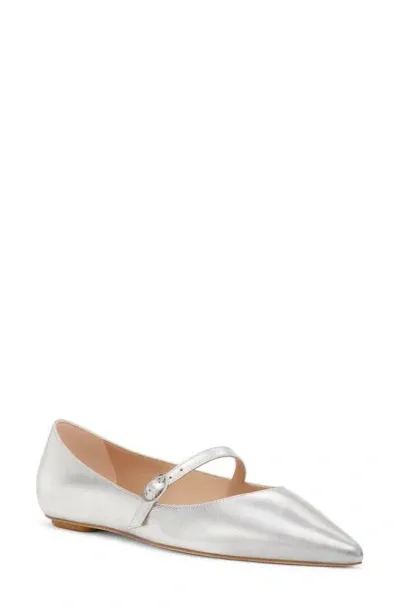 Stuart Weitzman Emilia Mary Jane Flat In Silver