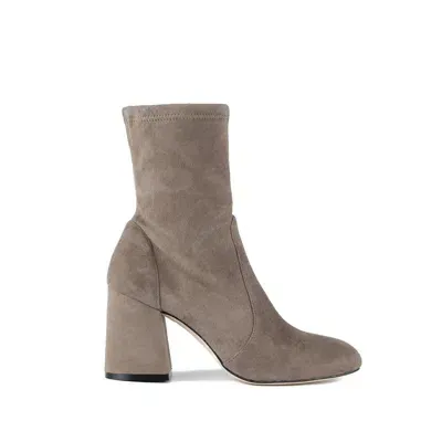 Stuart Weitzman Flareblock 85 Stretch Bootie Stone In Gray