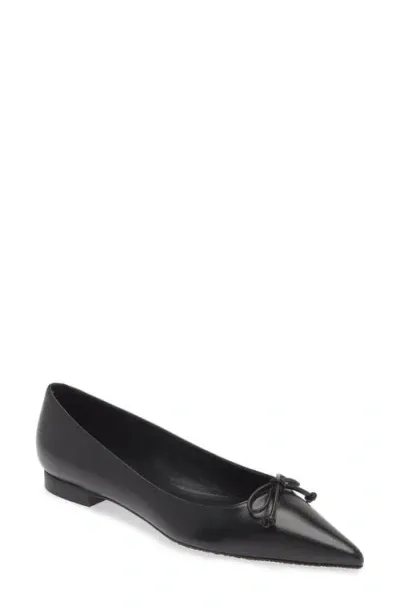 Stuart Weitzman Landon Pointed Toe Ballet Flat In Black