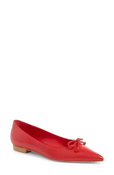 Stuart Weitzman Landon Pointed Toe Ballet Flat In Cherry