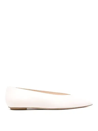 Stuart Weitzman Pointed-toe Leather Ballerinas In White