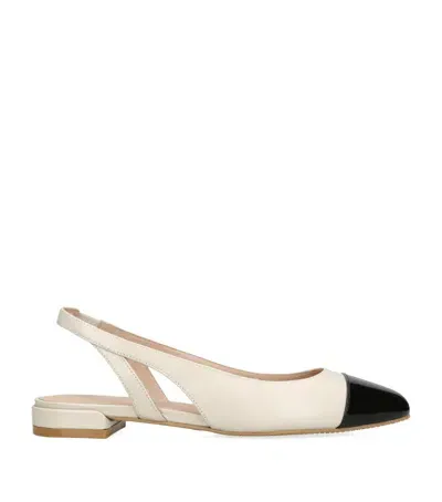 Stuart Weitzman Leather Sleek Slingback Flats In Weiss