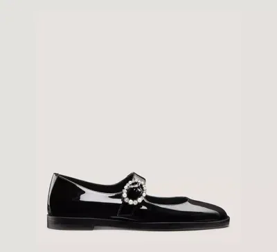 Stuart Weitzman Loralei Crystal Mary Jane Flats & Loafers In Black