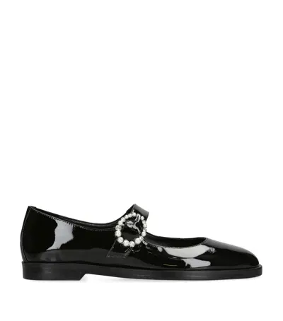 Stuart Weitzman Lorelei Crystal Mary Jane Flats In Black