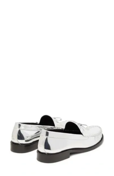 Stuart Weitzman Lottie Bow Loafer In Silver