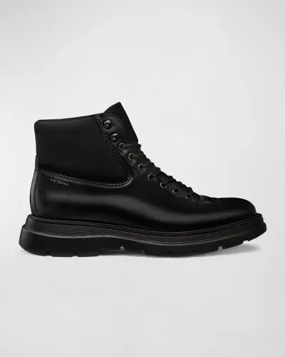 Stuart Weitzman Men's Adam Leather And Neoprene Combat Boots In Black