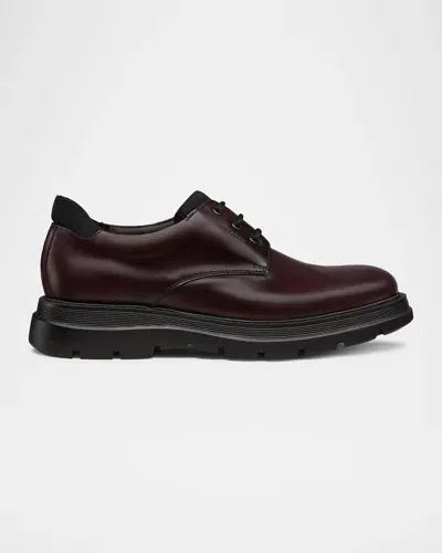 Stuart Weitzman Men's Ajay Brushed Leather Derby Shoes In Burgundy