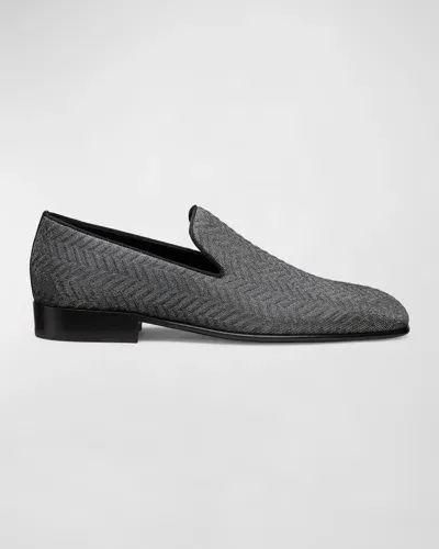 Stuart Weitzman Men's Alfred Jacquard Fabric Loafers In Pewter