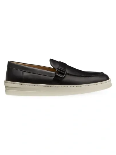 Stuart Weitzman Men's Hamptons Leather Buckle Loafers In Black