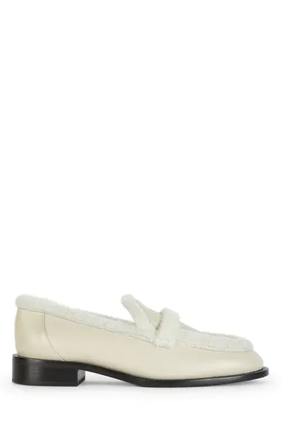 Stuart Weitzman Shearling Detailed Loafers In White