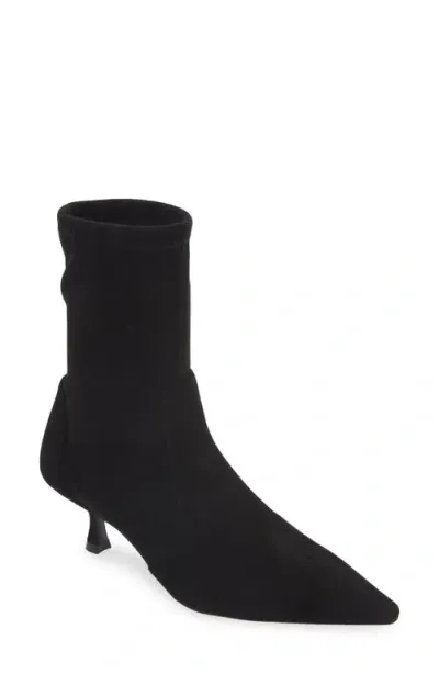 Stuart Weitzman Naomi Stretch Suede Ankle Booties In Black